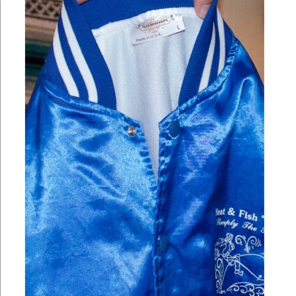 Jackets & Coats Vintage Baseball Jacket Satin Meat Fish Fellas Simply